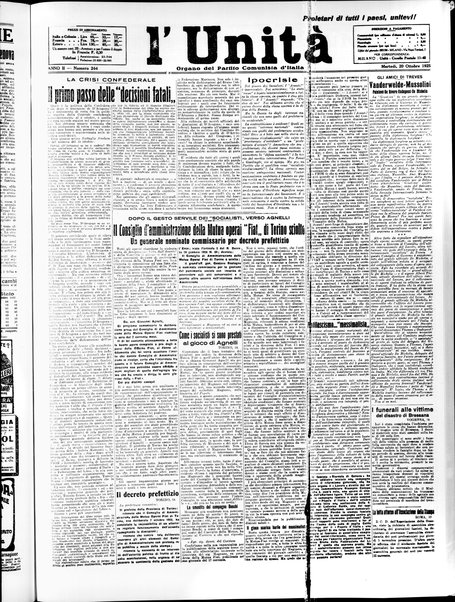 L'Unità : quotidiano degli operai e dei contadini